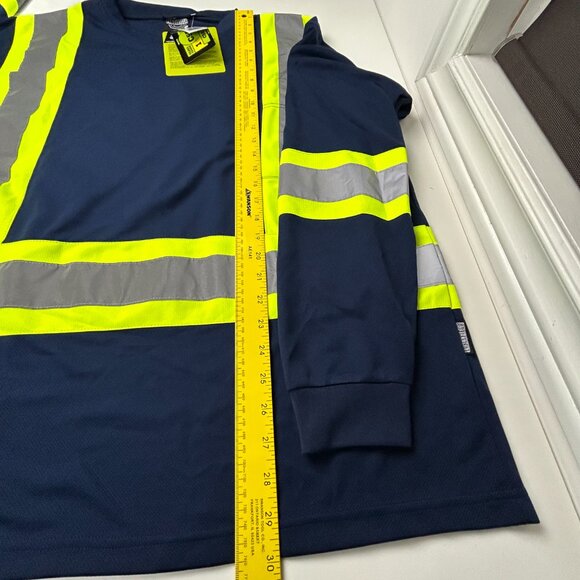 Safety Shirt Mens‎ XL Long Sleeve Reflective Jersey Navy Green Pepsi - Picture 9 of 14